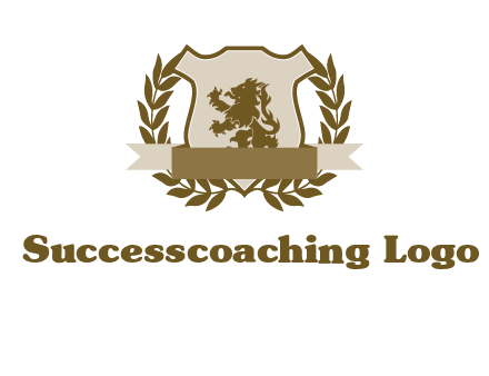 lion on shield logo with a wreath