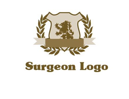 lion on shield logo with a wreath