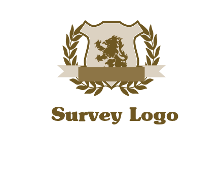 lion on shield logo with a wreath