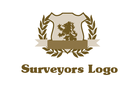 lion on shield logo with a wreath