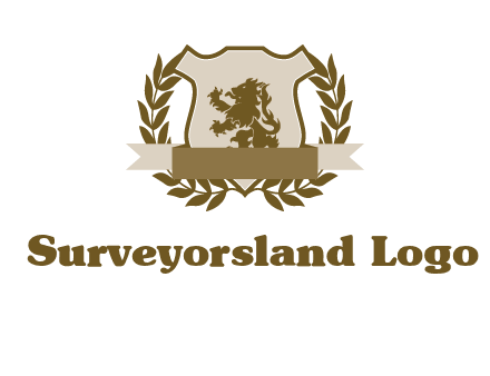 lion on shield logo with a wreath