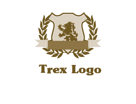 lion on shield logo with a wreath