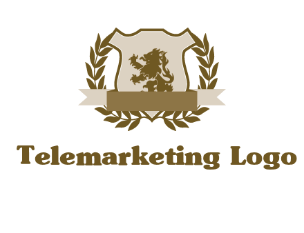 lion on shield logo with a wreath