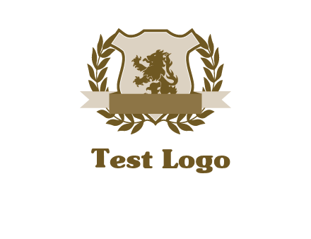 lion on shield logo with a wreath