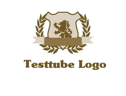 lion on shield logo with a wreath