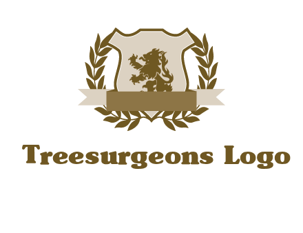 lion on shield logo with a wreath