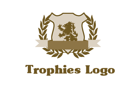 lion on shield logo with a wreath