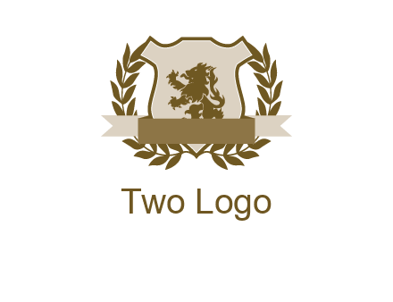 lion on shield logo with a wreath