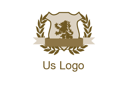 lion on shield logo with a wreath