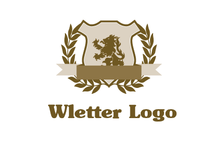lion on shield logo with a wreath