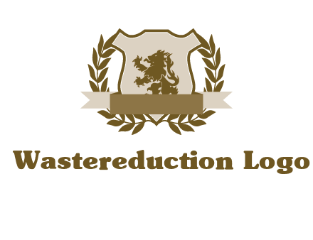 lion on shield logo with a wreath