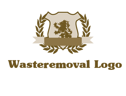 lion on shield logo with a wreath