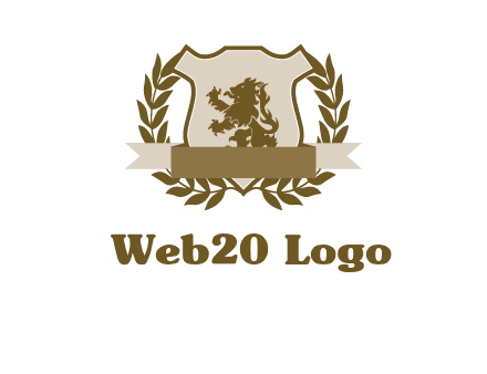 lion on shield logo with a wreath