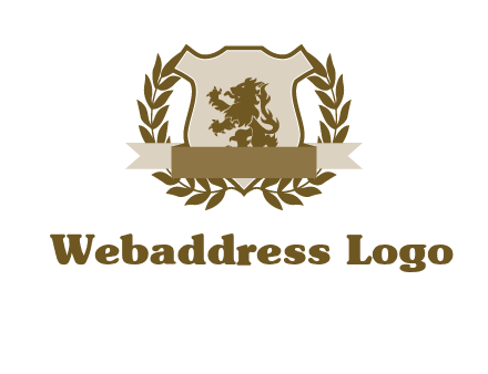 lion on shield logo with a wreath