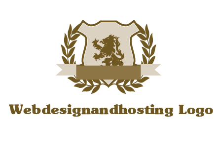 lion on shield logo with a wreath