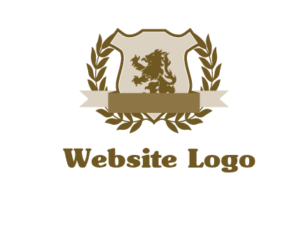 lion on shield logo with a wreath