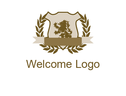 lion on shield logo with a wreath