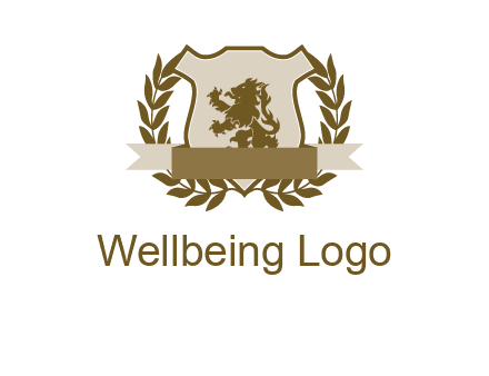lion on shield logo with a wreath
