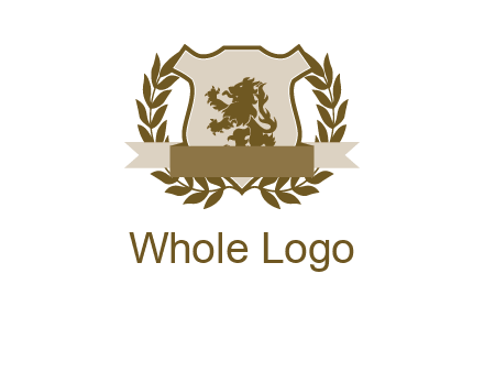 lion on shield logo with a wreath