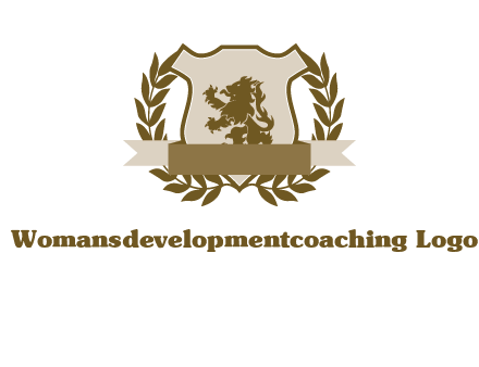 lion on shield logo with a wreath