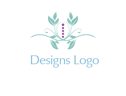 leaves and vines with puple gems logo