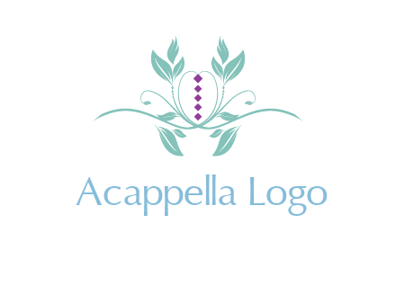 leaves and vines with puple gems logo