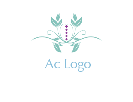 leaves and vines with puple gems logo