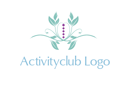 leaves and vines with puple gems logo