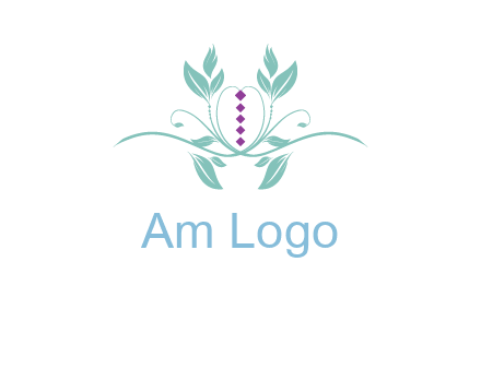 leaves and vines with puple gems logo