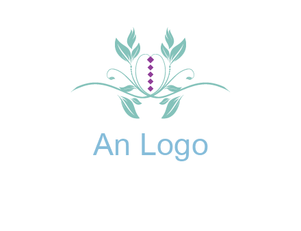 leaves and vines with puple gems logo