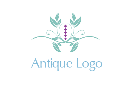 leaves and vines with puple gems logo