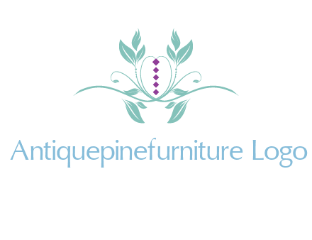 leaves and vines with puple gems logo