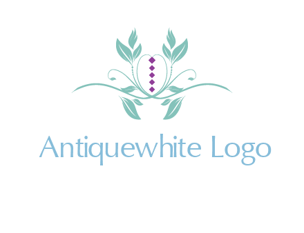 leaves and vines with puple gems logo