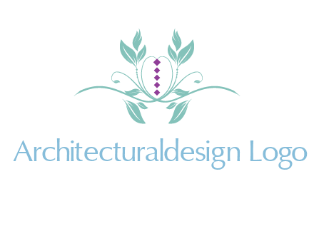 leaves and vines with puple gems logo