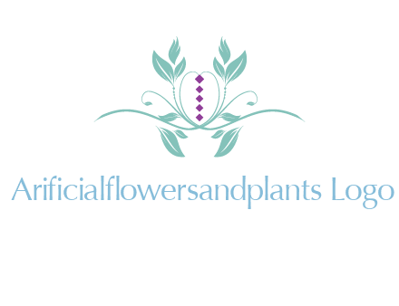 leaves and vines with puple gems logo