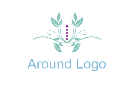 leaves and vines with puple gems logo