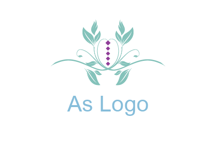 leaves and vines with puple gems logo