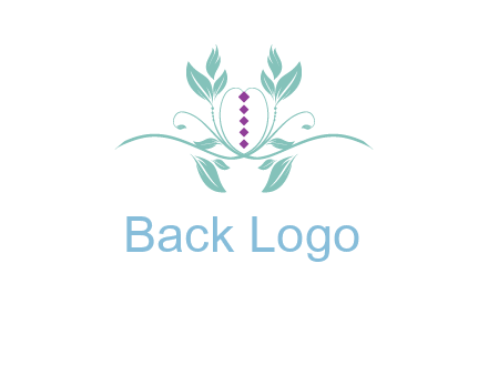leaves and vines with puple gems logo