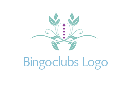 leaves and vines with puple gems logo