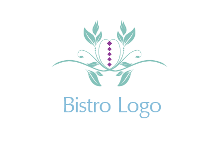 leaves and vines with puple gems logo
