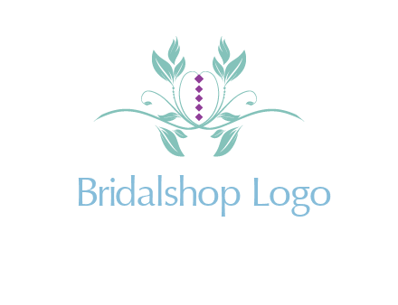 leaves and vines with puple gems logo