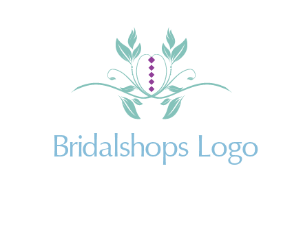 leaves and vines with puple gems logo