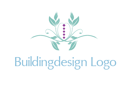 leaves and vines with puple gems logo