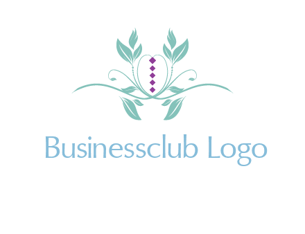 leaves and vines with puple gems logo