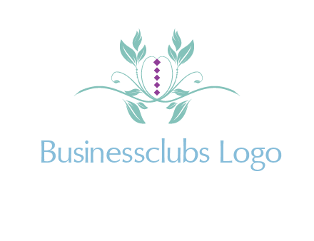 leaves and vines with puple gems logo