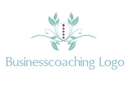 leaves and vines with puple gems logo