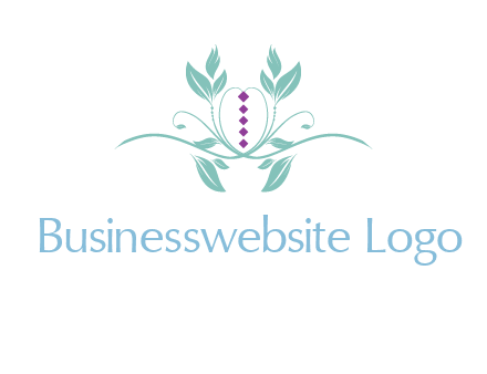 leaves and vines with puple gems logo