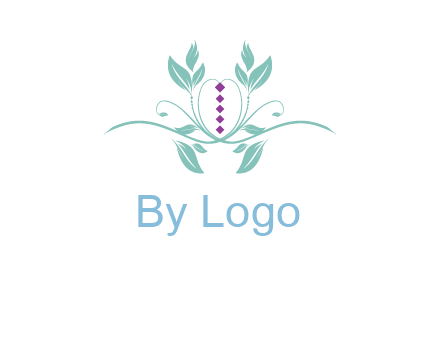 leaves and vines with puple gems logo
