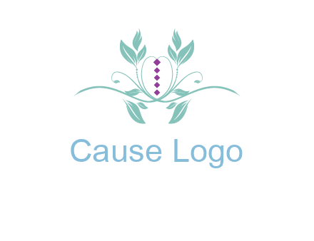leaves and vines with puple gems logo