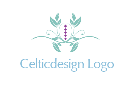 leaves and vines with puple gems logo
